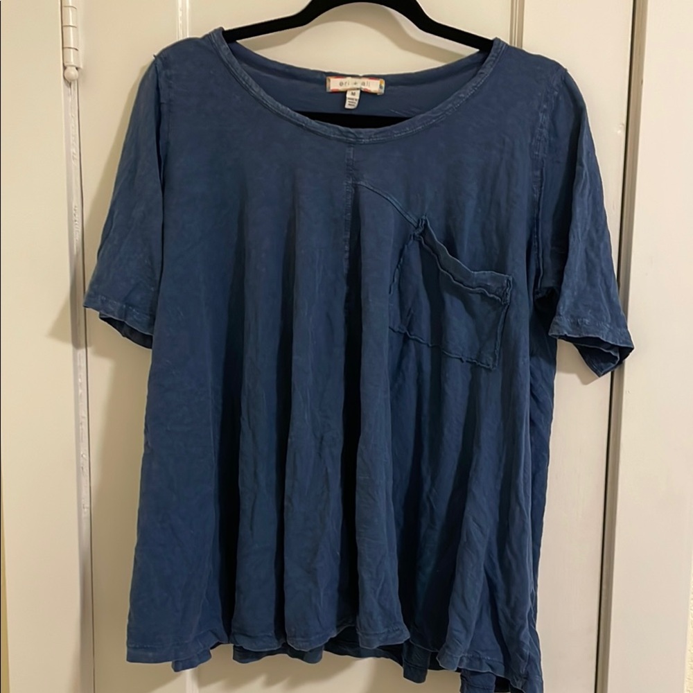 Flowy Blue Short Sleeve Top